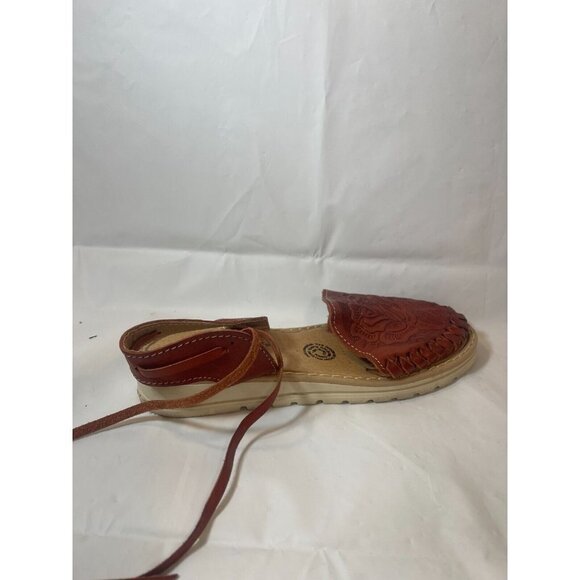 Segura Shy lace up  tooled leather sandal Boho  size 6 - Picture 4 of 13